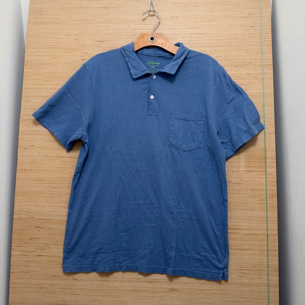 Bellerose Mens Blue 100% Cotton Short Sleeve Pocket Polo Shirt Size 18